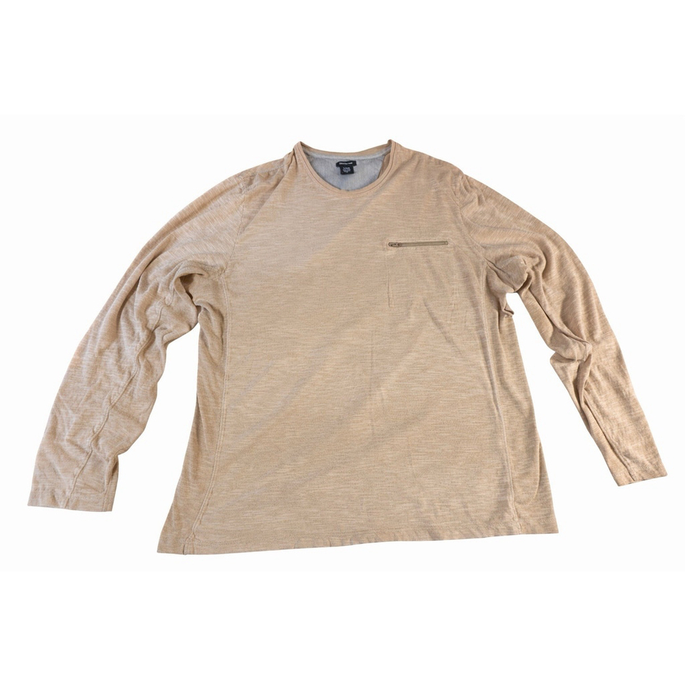 Calvin Klein Jeans Men’s XL Tan Slub Knit Long Sleeve Shirt Zip Pocket